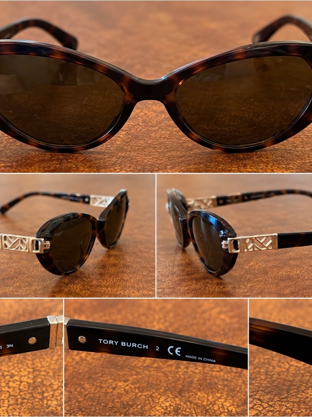 Tory Burch Tortoiseshell Sunglasses with Gold Logo Accents